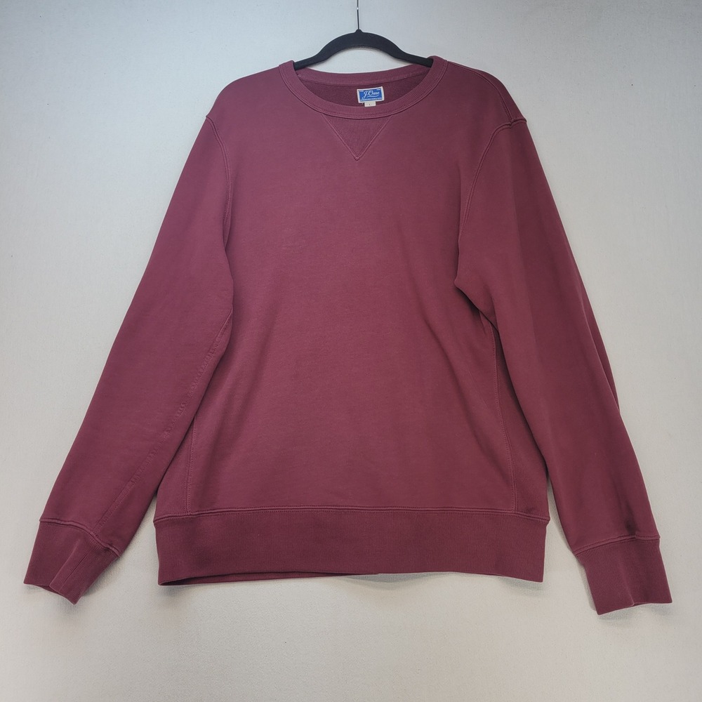 J.Crew Sweatshirt Mens L Burgundy Garment Dyed French Terry Crewneck Pullover